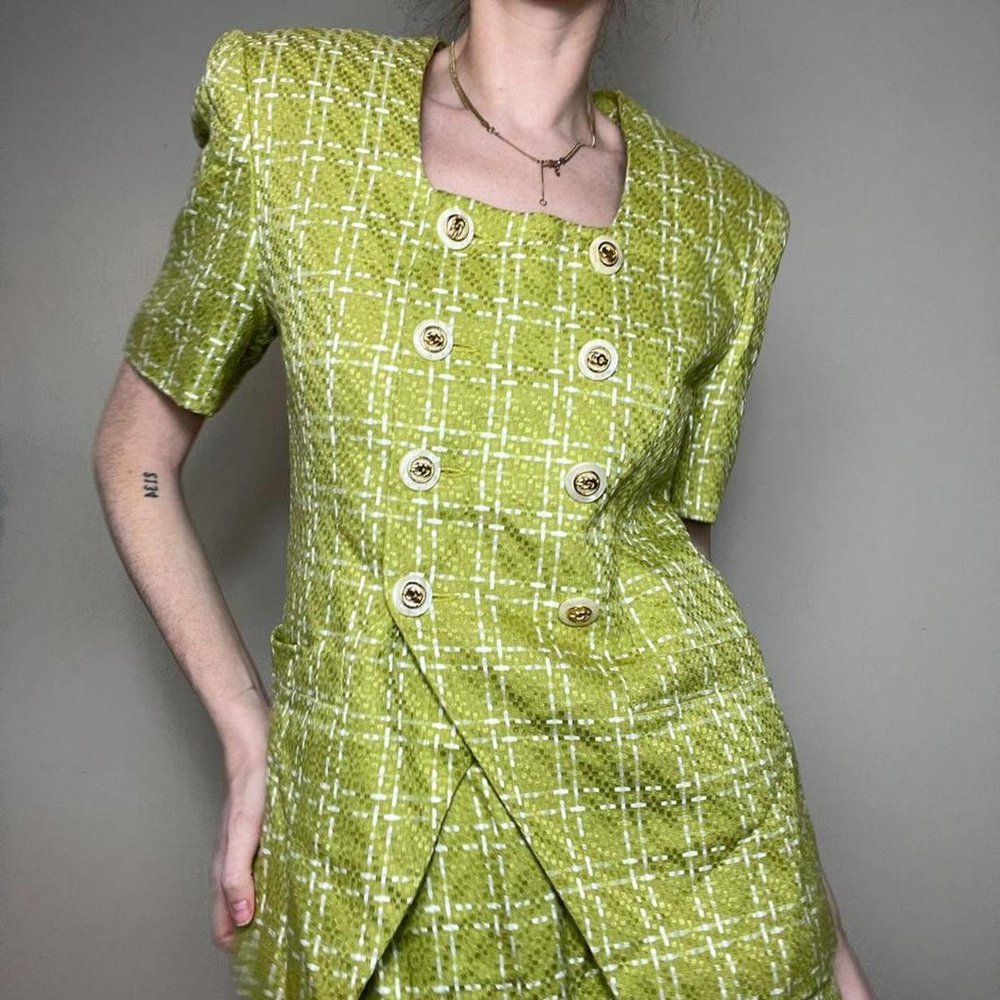 Vintage 90s lime green skirt set